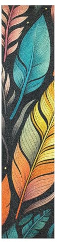 Linnyio Bunte Blätter Kunst Skateboard-Sticker Perfekt für Board Individualisierung Skateboard-Griptape-Blätter Blasenfreie Anti-Rutsch-Tapes für Mädchen Jungen