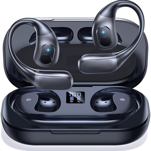 Auriculares de oído abierto Bluetooth 5.4 verdaderos auriculares inalámbricos con gancho para la oreja 5H Playtime Sports Ear Bud con micrófono IPX6 a prueba de sudor Auriculares sobre la oreja 500mAh
