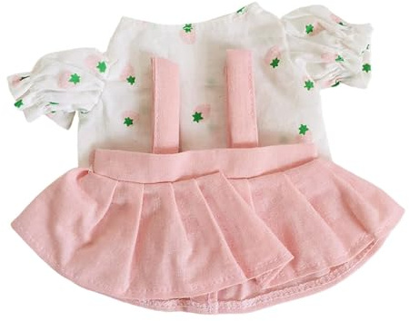 Perfeclan 20 cm große Puppenkleidung aus Plüsch, stilvolles DIY-Foto-Requisiten, Puppenhemd mit Kleid, weich, Plüschpuppen-Ankleide, süße Kuscheltier-Kleidung, Rosa Rock