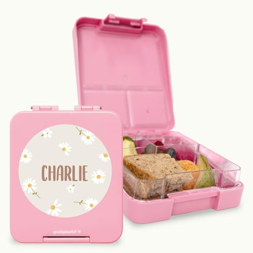 gutmarkiert Personalisierte Brotdose mit Namen - mikrowellenfest für Kinder | Brotbox spülmaschinenfest - ideal für Jugendliche - für Kita - Schule - Kindergarten und unterwegs - Farbe Hellrosa