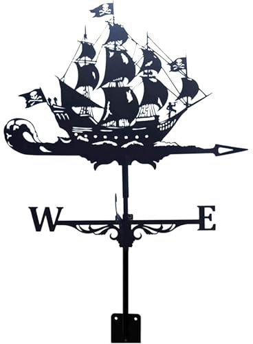 Good Homie Wetterfahnen für Schiffe, Wetterfahnen-Messwerkzeuge aus Edelstahl, Schwarze Sprühfarbe, Außenschuppen, Eisenhof, Dach, Scheunen, Dekoration, kreative Segelboot-Skulpturen