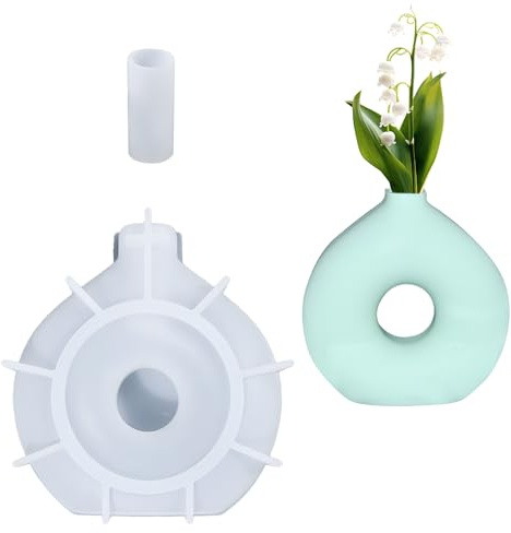 Cayway Florero Molde Silicona, Molde de Resina de Silicona Florero, Molde de Jarrón de Silicona para Resina Epoxi, Decoración del Hogar, Jarrón Donut