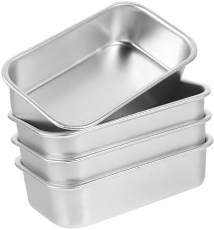BESPORTBLE Juego de 4 Moldes Cuadrados para Hornear Pan de Aleación de Aluminio Alta Resistencia a Temperaturas, Utensilios de Cocina para Restaurante y Repostería
