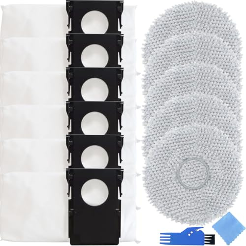 EATBALE Staubbeutel Wischtuch Ersatzteile für Eureka J15 Pro Ultra Roboterstaubsauger 6 x Staubsaugerbeutel 5 x Wischpads Mikrofasertuch Großes Fassungsvermögen Einweg Aufsatz Zubehörset