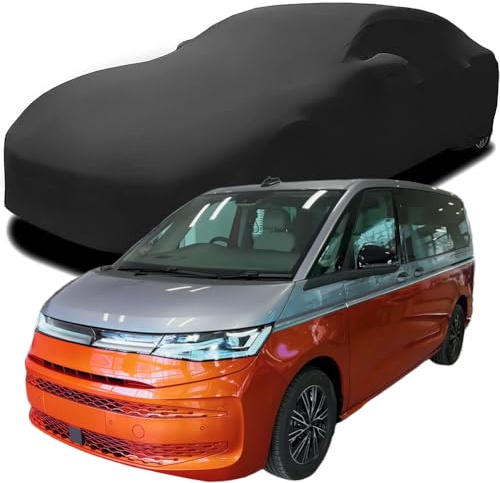 YMLVET Auto Abdeckung für Multivan 2024 2025, Indoor Schutz Elastisch Atmungsaktiv Staubschutz Weich Stretch Stoff Autoabdeckung,Black