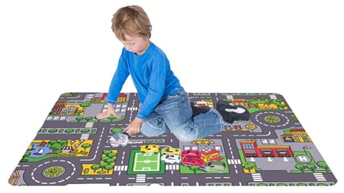 80cm X 120cm Kinder Spielteppich Auto, Spielmatte Kinder Faltbar Auto, Straßenteppich Kinderzimmer, Interaktive Spielteppich Kreativ Pädagogisch Spielmatte Für Kinders Kinderzimmer Spielzimmer Deko