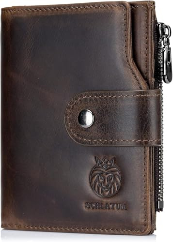 Herr Rfid-blockerande Plånböcker Äkta Läder Bifold Plånbok Business Plånbok Stor Kapacitet Stöldskydd Plånbok Multi Card Handväska Smal Minimalistisk Framficka Pengaklämma, Coffee