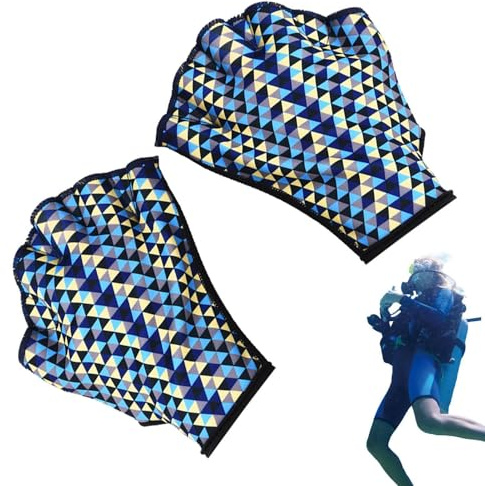 Simhandskar - Handpaddlar med väv, Sport Aqua Gear, Neopren Palm Patch, Finger Connector Membran, Justerbar handledsrem Kardborreband Säker | Fäst för män Dam Vatten Aerobics Fitness Tr