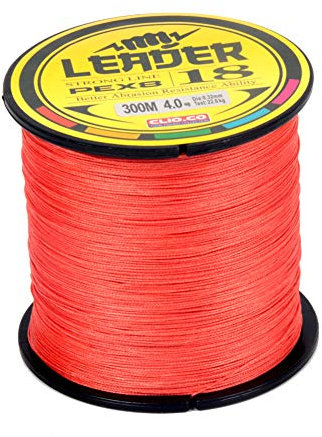 SXSHUN 8-Fach Geflochtene Premium PE Angelschnur 300m, Rot, 1.0 (0.16mm/10.2kg)