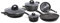 Aeternum Essential Set Batteria di Padelle e Pentole 8 pezzi, Adatto all'induzione, Alluminio, Black