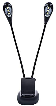 Drfeify LED Leselicht, Einstellbares Mini-Doppelarm-Leselicht mit USB, Notenständer Lampe für E-Reader Buch Bettkopfteil Lesen Nachtschicht Musiker(6 Perlen)