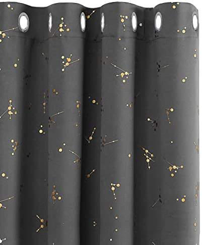 Deconovo Blickdichte Vorhänge, Verdunkelungsgardinen mit Ösen, Thermogardinen für Schlafzimmer, 229x117 cm(HöhexBreite), Hellgrau, 2er Set