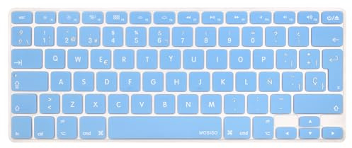 MOSISO EU/UK Keyboard Cover Compatible with MacBook Air 13 inch A1466 A1369 2010-2017&Compatible with MacBook Pro 13/15 inch (with/Without Retina Display, 2015 or Older Version), Airy Blue