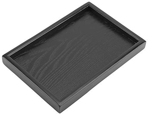 YOUTHINK Schwarz Holz Tee Tablett, Essen Serviertablett, Kuchenplatte Rechteckig, Deko Tablett, Hause Hotel Restaurant Serving Tray für Mahlzeiten für Kaffee, Snack, Speisen, Getränke (22*15cm)