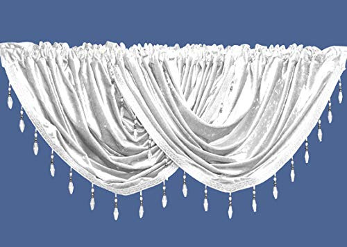 John Aird Velvet Crystal Beaded Curtain Swag (White)