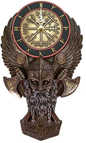 VOGLER Joh. Vogler GmbH Veronese - Reloj de pared vikingo (29 cm), diseño con figura de bronce