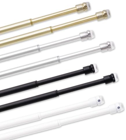 BricoShopping coppia ASTINE a Pressione REGOLABILI CON MOLLA Estensibili per Porte Finestre Bacchette E CHIODI astina Tenda Vetro Finestra Aste Tendine tende da interno SENZA FORARE (27/36, Oro)