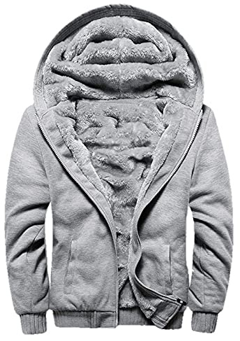 JiangWu Womens Fashion Fleece Sherpa Lined Hooded Coat Winter Thicken Warm Jacket (X-Large, Gray)