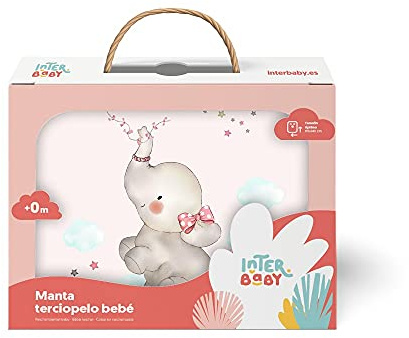Interbaby Manta Raschel para cuna - Modelo ELEFANTE rosa