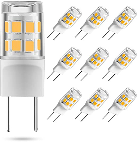 Sriomny G8 LED Bulb 2W, 20 25 30 Watt T4 G8 Halogen Equivalent,2700K Soft Warm White 120V JCD Type Two-pin G8 Base, Non-dimmable, Suitable for Cabinet Lighting, Indoor Lighting (10 Pack)