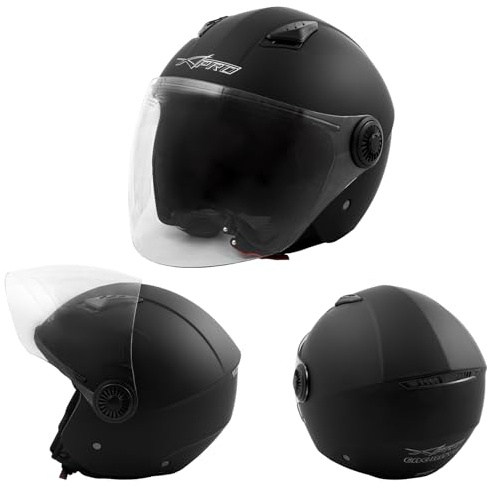 Casque avec Visière Longue Moto Scooter Quad Jet ECE 22-06 Mat Noir S