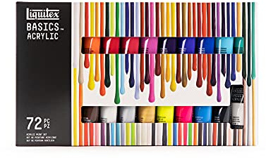 Liquitex 3699401 Grunderna akrylfärger set – 72 x 22 ml tuber, ljusäkta konstnärs-akrylfärger, medelviskositet, lysande färger, perfekt för akrylmålning, duk och kreativa projekt