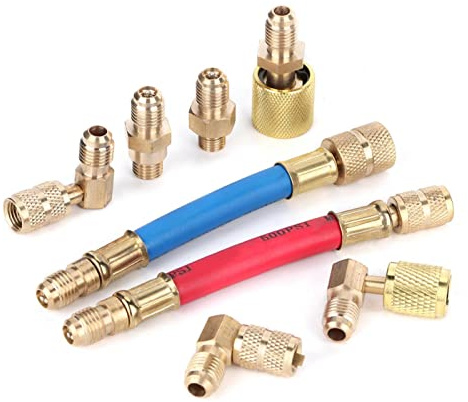Kuuleyn Conector de refrigeración de Aire Acondicionado, 8 unids/Set, Manguera de Adaptador de Conector R-12A/C de refrigeración de Aire Acondicionado de Cobre R134A R12