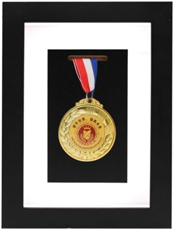 Soporte para exhibición de medallas, soporte para medallas de madera de 6 x 8 pulgadas, soporte para exhibición de medallas de maratón, natación, fútbol, ​​gimnasia y todos los deportes (negro)