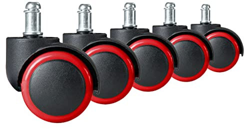 Lot de 5 roulettes de chaise de bureau pour fauteuil Sofotel Noir/rouge