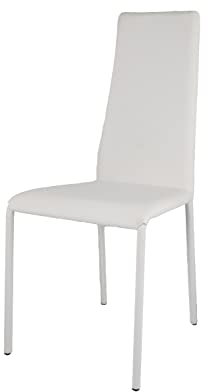 t m c s Tommychairs Sophie Lux-stol för kök, bar och matsal, robust stålstruktur vadderad och täckt i vitt konstläder