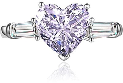 Whoiy Ring Lila Herz, Eheringe mit Stein Verstellbare Ringe für Frauen Mädchen Herzschliff Zirkonia Lila
