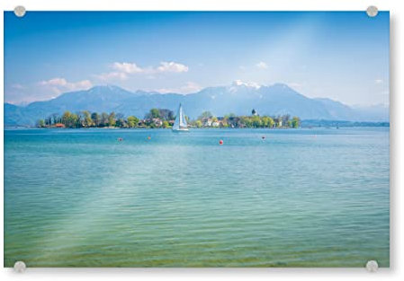 artboxONE Acrylglasbild 45x30 cm Natur Frühling am Chiemsee Bild hinter Acrylglas - Bild chiemgau Berge chiemgau