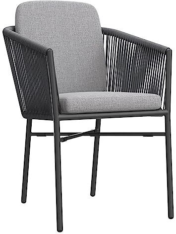 OUTLIV. Ohio Stapelsessel, stapelbar, mit Kissen, Anthrazit | Aluminium und Rope; stapelbar und mit Kissen; 60x58x75cm; Anthrazit; platzsparend, komfortabel; für Garten und Terrasse