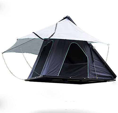 WLONK dachzelt hartschale Dachzelt Aluminium 3 Personen Wandern Cargo Hardshell | Passend für SUV | Outdoor Faltdach | Tragbares dreieckiges Dachzelt Camping mit Leiter
