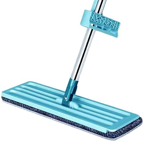 Mikrofibermopp För Golvrengöring,Golvmopp, Lövträmoppar För Rengöring, Våt Och Torr, Ingen Handtvätt Lat Plattmopp, Självvridande Plattmopp Med Tvättbara Moppdynor(1 x Mop 1 x Piece of Pads-Blå)