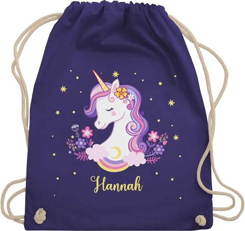 Turnbeutel Rucksack - Einhorn Geschenk Einhörner I Unicorn - Unisize - Lila - personalisierte geschenke mädchen einhornrucksack unicorns name beutel wechselbeutel kita kinderturnbeutel einhörnern