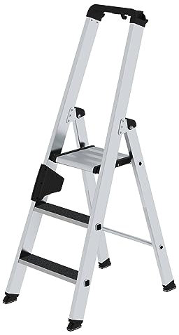 PROREGAL Stufen-Stehleiter | einseitig begehbar mit Clip-Step R13 | 3 Stufen | Leiter, Teleskopleiter, Trittleiter, Bockleiter, Sprossen-Doppelleiter