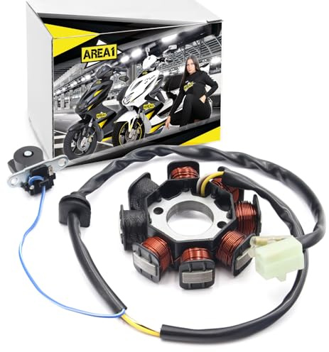 Area1 Lichtmaschine Stator für 50ccm 4Takt. Kompatibel mit Flex-Tech Cavallino, Cityleader, Cityliner, Dolphin, Firenze YY50QT ZN50QT, Fun, Hurrican X1 X2 JL50QT, IL Bello, Luna, Napoli, Venus II