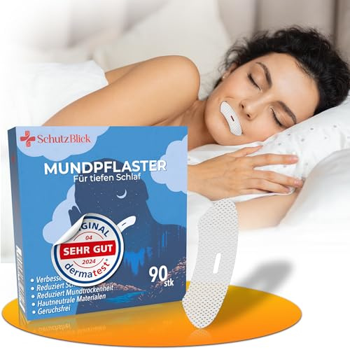 Schutzblick® Premium Mundpflaster schlafen (90 Stück) | Schlaf Mundpflaster gegen Schnarchen - Anti Schnarch Pflaster - Mouth Tape for Sleeping - Schnarchpflaster, erholsamer Schlaf