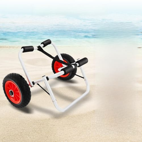 TouTToNG Kajakwagen Kayak Trolley Faltbarer Kanuwagen Bootswagen bis 150 LBS, Aluminium Transportwagen Bootstrailer für Kanu Boot mit Riemen