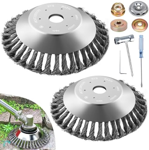 2 PCS Cepillo para Desbrozadora,Profesional Cortador de Cepillo de Cono de Alambre,Disco de Cabezal de Cepillo de Recortadora,Cepillo de Malezas,Desbrozadora Cepillo Redondo,para Limpieza de Maleza