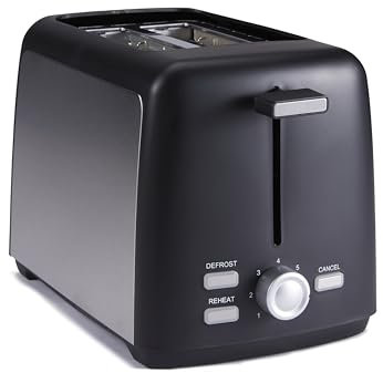 Amazon Basics Toaster 2 Slice with 7 Shade Settings and Removable Crumb Tray, Extra Wide Slots, 800W, Black