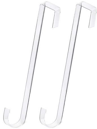 Qancekoo 2 x Kranzaufhänger, 30,5 cm, transparente Kranzaufhänger, Willkommensschild für Haustür-Dekoration, kratzfeste Türhaken zum Aufhängen von Weihnachten, Halloween, Herbstkranz-Dekorationen