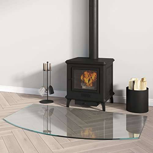 Homgoday Glasplatte für Kamin, 100 x 60 cm, feuerfeste Platte gegen Feuer, Funkenschutz, Boden
