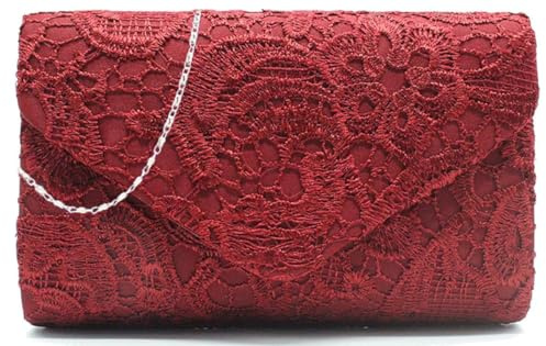 Fioeyr Clutch-Tasche mit Spitzenumschlag, Damen-Clutch, Blumenmuster, Spitze, elegante Handtasche für Partys und Hochzeitsanlässe