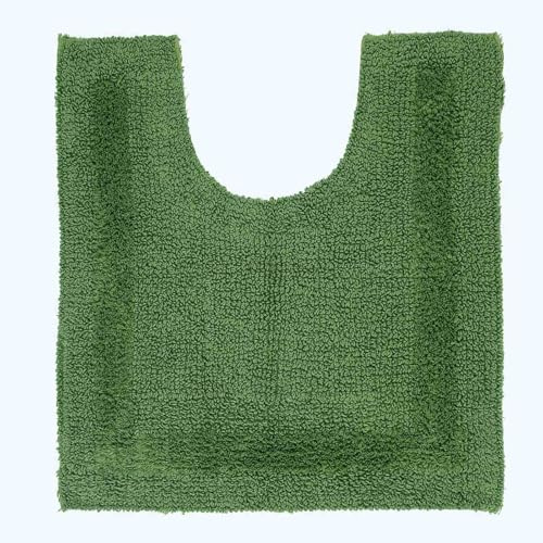 HOMESCAPES Tapis Contour WC en Coton, Tapis WC et lavabo 50x55 cm, Tapis de Bain Vert Bouteille