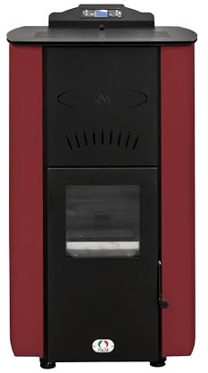 STUFE A PELLET ITALIA Asia Pulizia Automatica 22 KW - Stufa a Pellet Idro per Riscaldamento e Acqua Calda Efficienza 89% Scalda 140m² Autonomia 22H Programmabile 5 Potenze Garanzia 24 Mesi Rosso