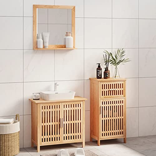 LAPOOH 3-TLG. Badmöbel-Set Massivholz Nussbaum, Badezimmerschrank, Badezimmermöbel Set, Bathroom Furniture Sets, Badschrank, Badmöbel, Bad Möbel Modern Set