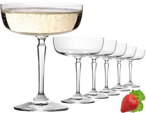 Imperial Rio Lot de 6 coupes à champagne carrées en verre Crystalline Passe au lave-vaisselle 260 ml