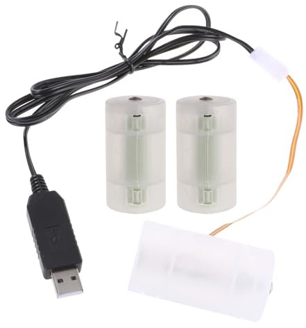 Gissroys LR20 D - Convertidor de energía para 3 pilas LR20 D con cable de 78 pulgadas/39 pulgadas para dispositivo electrónico